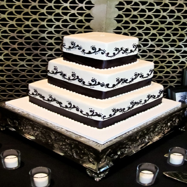 White Cake with Brown Ribbon #wedding