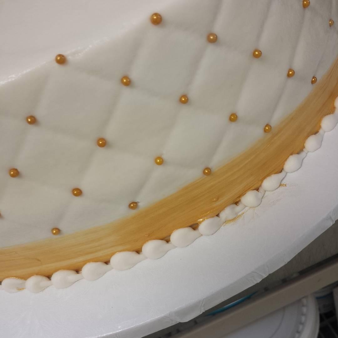 Sneak peek of a gorgeous gold and creme #wedding cake -can't wait to share the finished design!