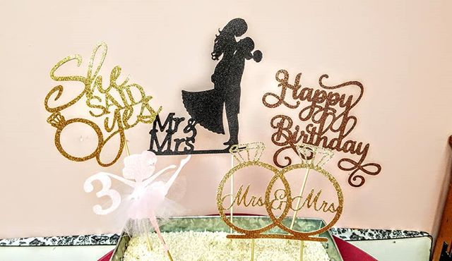 NEW! custom cake tops! Add sparkle to your cake with our new cake tops! Send your design-we create it!
