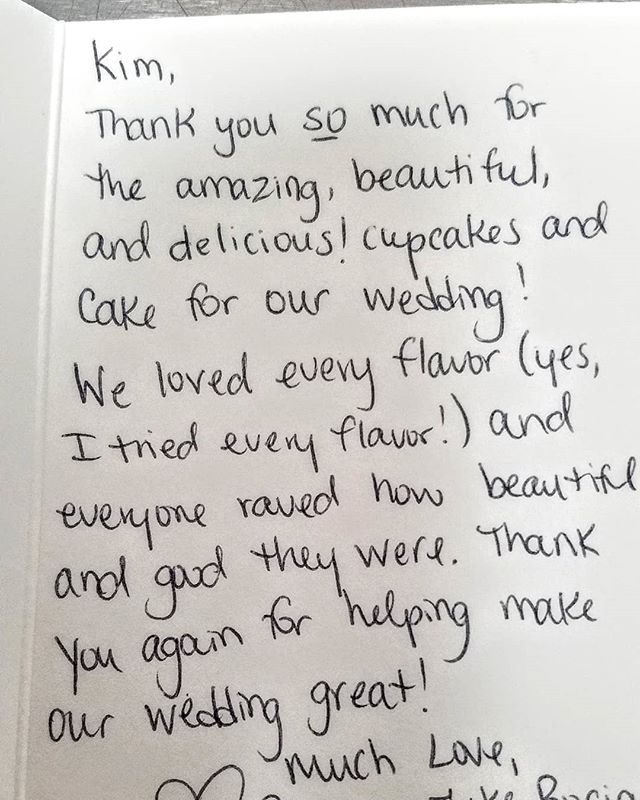 #thankfulthursday -thank you for taking the time to send a sweet note about our cupcakes for your recent wedding ❤❤